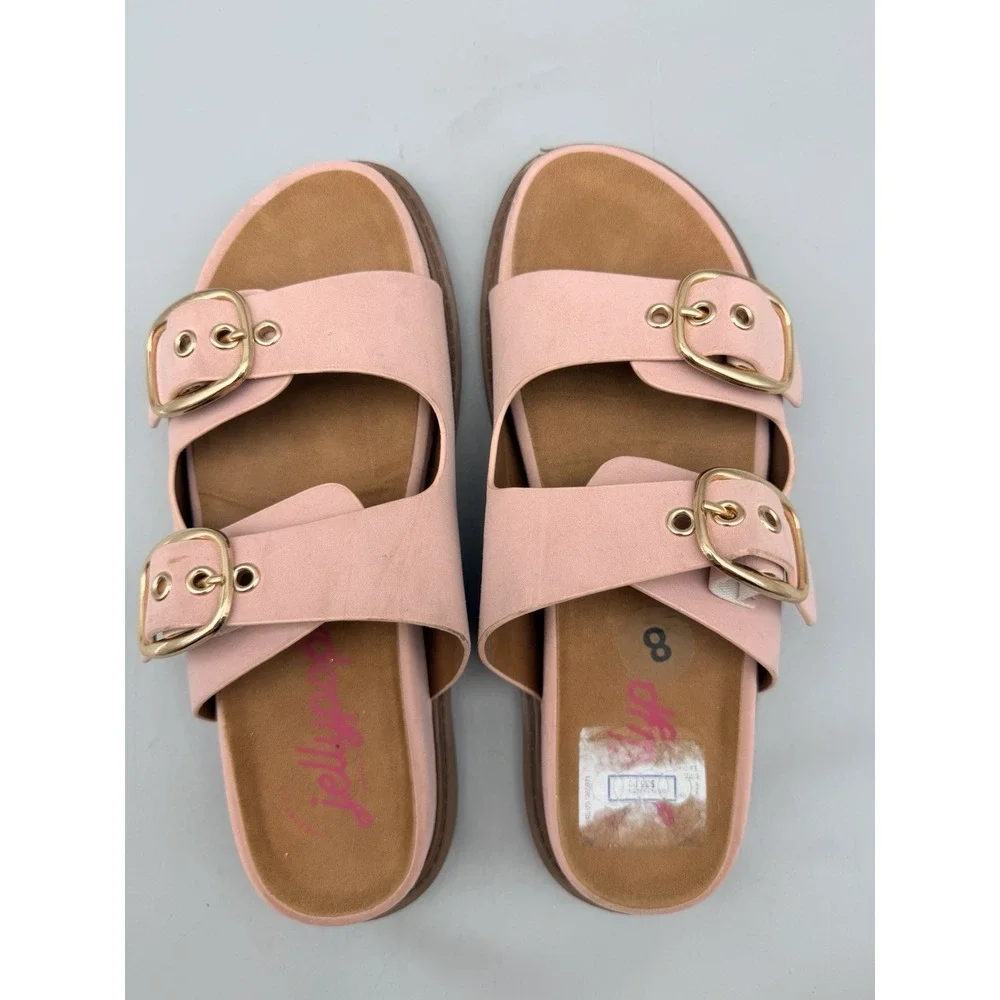 Jellypop Buddy Pink Double Buckle Slide Sandals Womens Size 8 Comfort Casual
